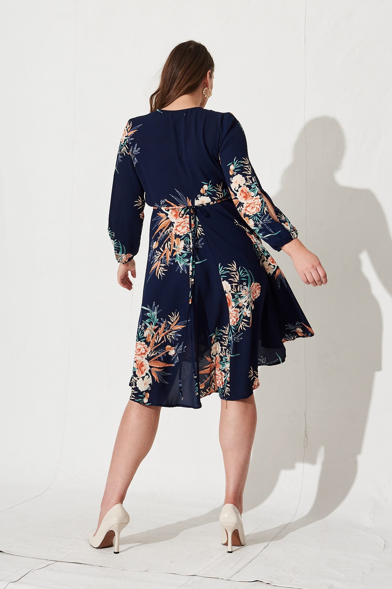 Composure Wrap Dress in Navy with ...